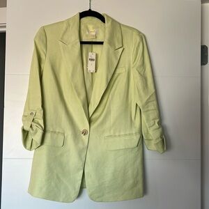 Maeve light lime green linen blazer, size 4 NEW WITH TAGS